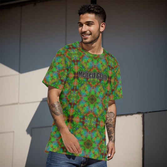 Green Dust O - Neck T-Shirt – Men's Cotton | Rave & Festival Clothing | Melted Glam - T-Shirt - Melted Glam LLC