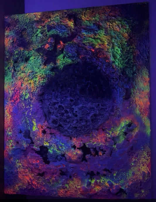 Eclipsed Moon – UV Active 3D Cosmic Plaster Painting 14x11 | Melted Glam - Original Painting - Melted Glam LLC