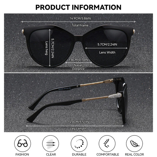 BARCUR Polarized Trendy Cat Eye Sunglasses for Women – Ultra Lightweight Round Frame Fashion Sunglasses with UV400 Mirror TAC Lens – Multiple Color Options for Summer Parties Travel & Daily Wear – Elegant Gift Box Packaging -ST1NC2405BW- Melted Glam LLC