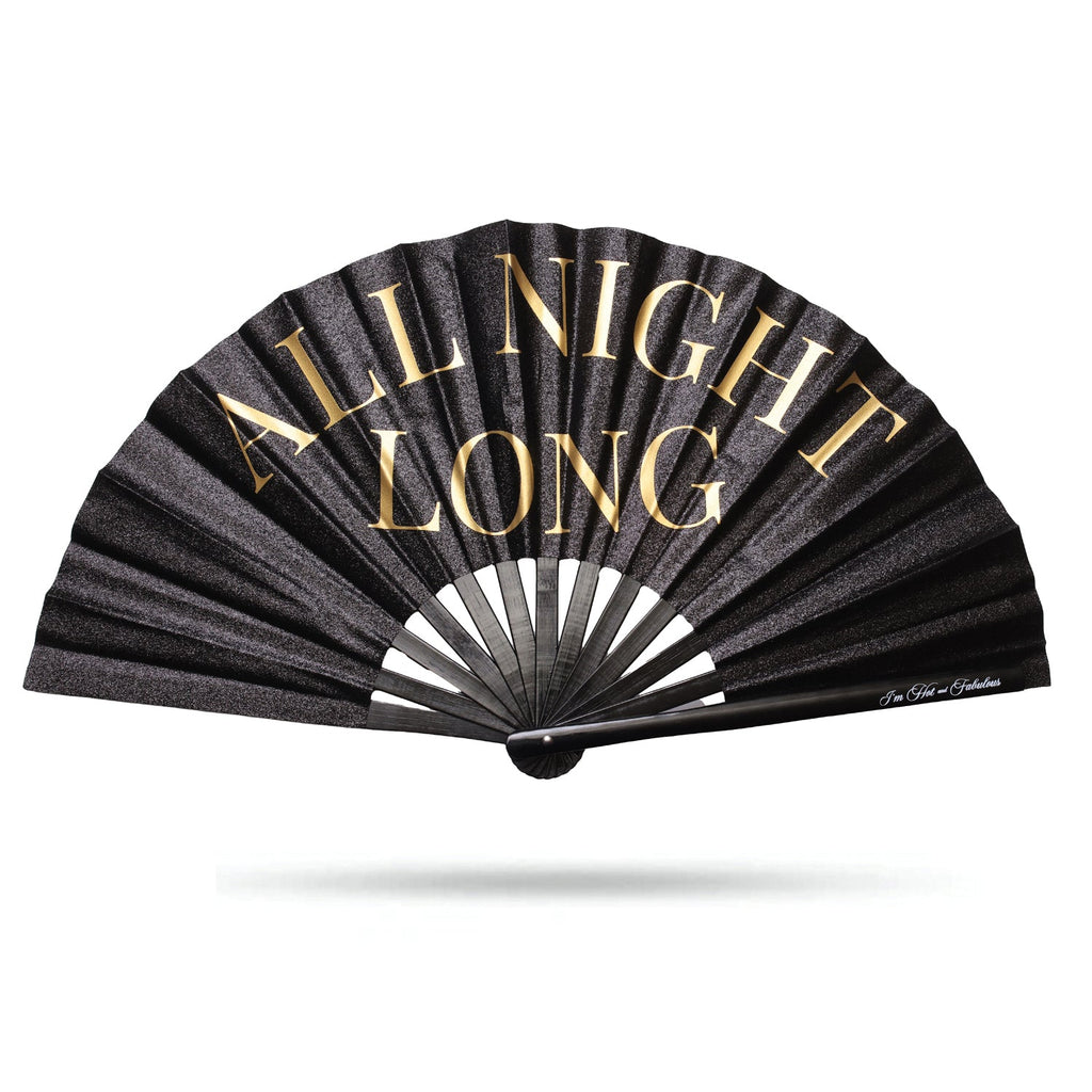 Black Sparkle All Night Long XL Hand Fan -Hand fan- Melted Glam LLC