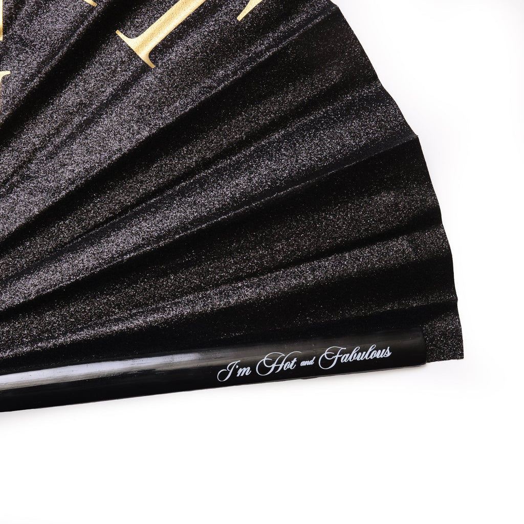 Black Sparkle All Night Long XL Hand Fan -Hand fan- Melted Glam LLC