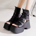 Women's Retro Platform Round Toe High Top Sandals - Korean Style Open Toe Summer Shoes -Women's Shoes- Melted Glam LLC