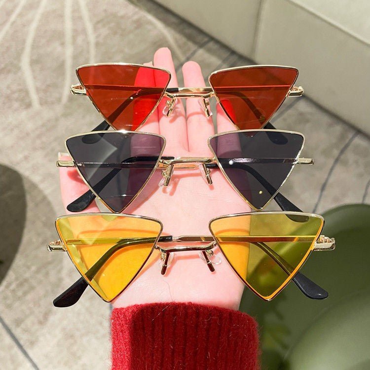 Cat Eye Sunglasses Rimless Cateye Sunglasses Retro Vintage Narrow Triangle Glasses for Women MenModern Retro Triangle Elegant Sunglasses For Women New Luxury Style Glasses For Women/Men New Retro Style Eyeglasses For Women -sunglasses- Melted Glam LLC
