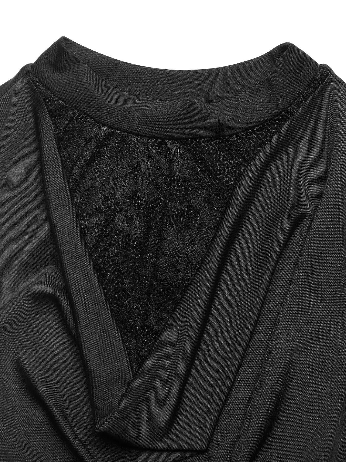 Lace Panel Cowl Neck Sleeveless Bodysuit -Bodysuit- Melted Glam LLC