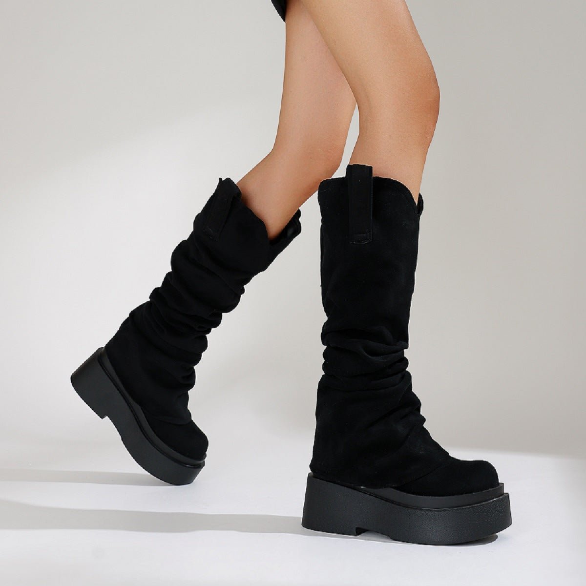 Women's Chunky Platform High Boots - European Style Suede Winter Boots -Women's Shoes- Melted Glam LLC