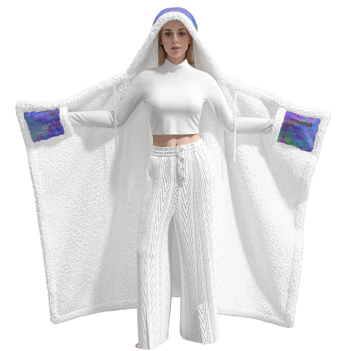 Crystal Wings – Unisex Wearable Hooded Blanket | Rave & Festival Gear | Melted Glam - Hooded Blanket - Melted Glam LLC