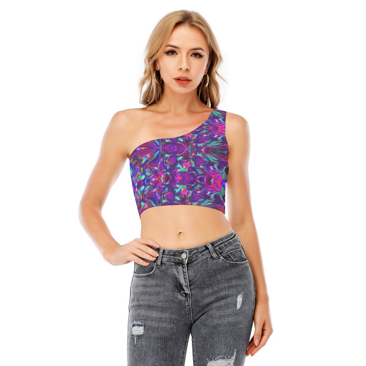 One - Shoulder Crop Top – Women's | 12 Melting Options | Rave & Festival Clothing | Melted Glam - Crop Top - Melted Glam LLC