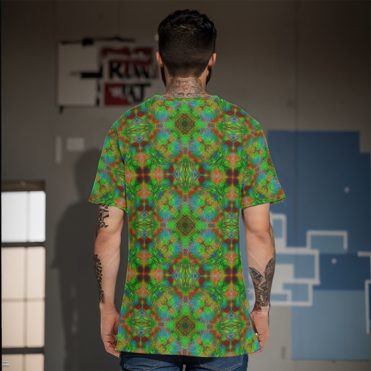 Green Dust O - Neck T-Shirt – Men's Cotton | Rave & Festival Clothing | Melted Glam - T-Shirt - Melted Glam LLC