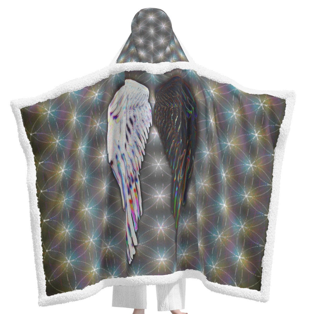 Yin & Yang Wings Hooded Blanket – Unisex | Rave & Festival Wear | Melted Glam - Hooded Blanket - Melted Glam LLC