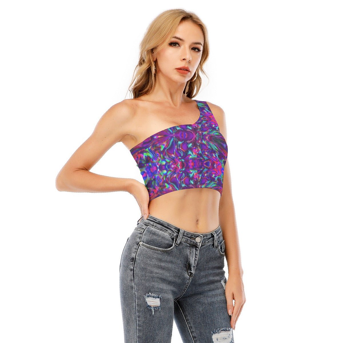One - Shoulder Crop Top – Women's | 12 Melting Options | Rave & Festival Clothing | Melted Glam - Crop Top - Melted Glam LLC