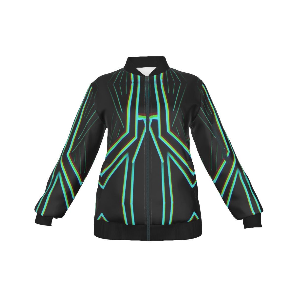 Cyber Women's Jacket – Psychedelic All - Over Print | Rave & Festival Outerwear | Melted Glam - Jacket - Melted Glam LLC