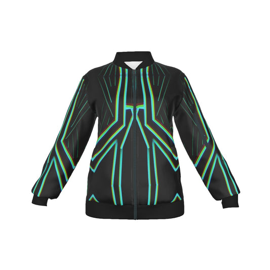 Cyber Women's Jacket – Psychedelic All-Over Print | Rave & Festival Outerwear | Melted Glam