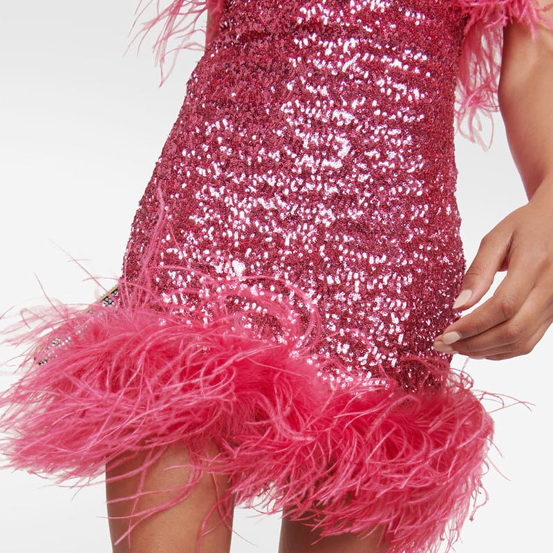 Fashion Rose Red Sequins Dress -Dress- Melted Glam LLC