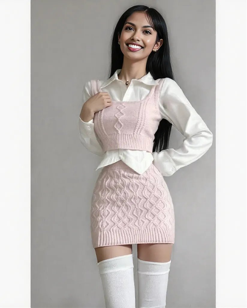 New pink Dress Sweater dress for teenage girl -Dress- Melted Glam LLC