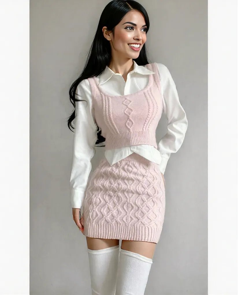 New pink Dress Sweater dress for teenage girl -Dress- Melted Glam LLC
