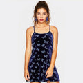 Street Girl Butterfly Print Retro Velvet Slim Suspender Dress Skirt -Dress- Melted Glam LLC