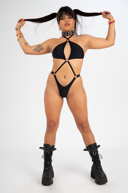 Black Minimal Bodysuit -BODYSUIT- Melted Glam LLC