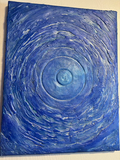 Ripple of Consciousness – Modern Blue Plaster Abstract Canvas (11x14 Original) - Original Painting - Melted Glam LLC