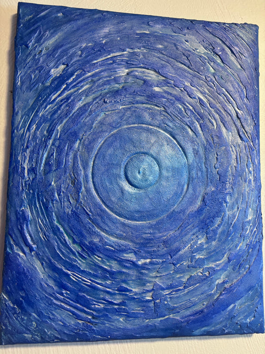 Ripple of Consciousness – Modern Blue Plaster Abstract Canvas (11x14 Original)