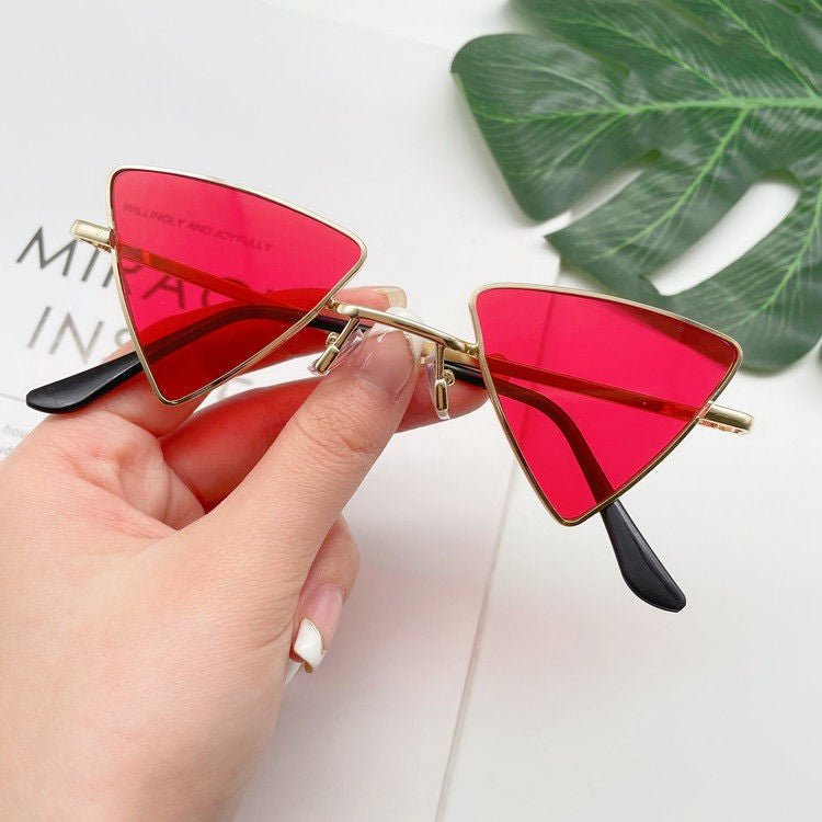 Cat Eye Sunglasses Rimless Cateye Sunglasses Retro Vintage Narrow Triangle Glasses for Women MenModern Retro Triangle Elegant Sunglasses For Women New Luxury Style Glasses For Women/Men New Retro Style Eyeglasses For Women -sunglasses- Melted Glam LLC