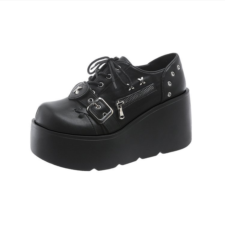 Women's Chunky Round-Toe Dr Martens Style Platform Boots | Side Zipper Wedge Heel -Women's Shoes- Melted Glam LLC