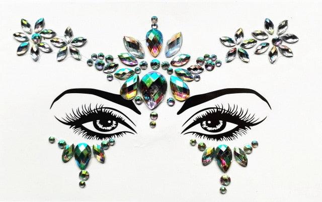 3D Makeup Tattoo Face Gems Glitter Face Jewels Crystal Stickers Face Glitter for Festival Carnival Party -Temporary tattoos- Melted Glam LLC