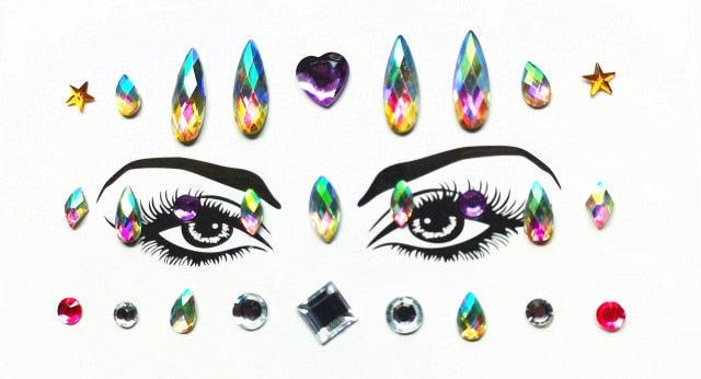 3D Makeup Tattoo Face Gems Glitter Face Jewels Crystal Stickers Face Glitter for Festival Carnival Party -Temporary tattoos- Melted Glam LLC