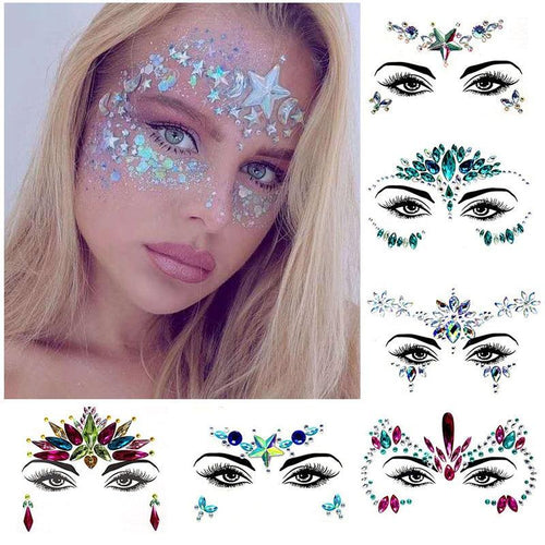 3D Makeup Tattoo Face Gems Glitter Face Jewels Crystal Stickers Face Glitter for Festival Carnival Party -Temporary tattoos- Melted Glam LLC