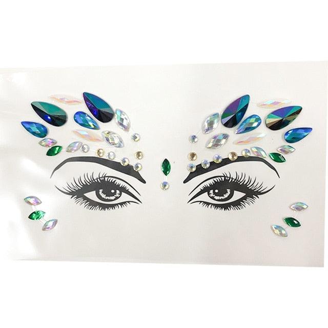 3D Makeup Tattoo Face Gems Glitter Face Jewels Crystal Stickers Face Glitter for Festival Carnival Party -Temporary tattoos- Melted Glam LLC