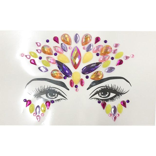 3D Makeup Tattoo Face Gems Glitter Face Jewels Crystal Stickers Face Glitter for Festival Carnival Party -Temporary tattoos- Melted Glam LLC