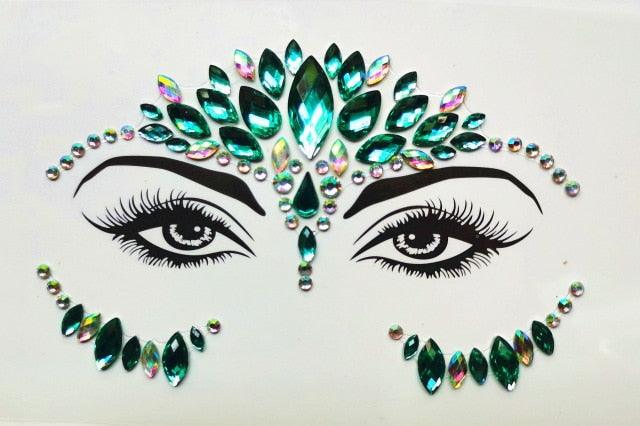 3D Makeup Tattoo Face Gems Glitter Face Jewels Crystal Stickers Face Glitter for Festival Carnival Party -Temporary tattoos- Melted Glam LLC