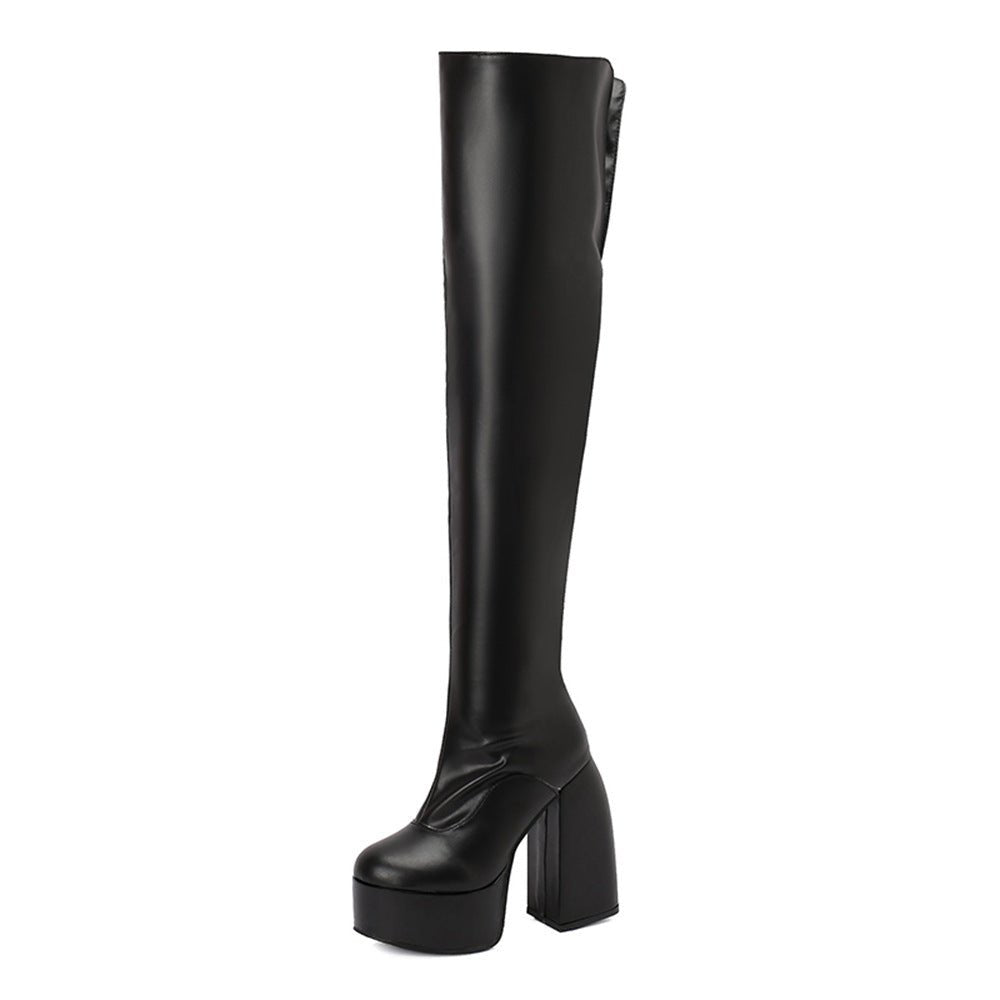 Women's Over-the-Knee Boots - Chunky Heel Platform Boots with Waterproof Design -Women's Shoes- Melted Glam LLC