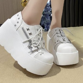 Women's Chunky Round-Toe Dr Martens Style Platform Boots | Side Zipper Wedge Heel -Women's Shoes- Melted Glam LLC