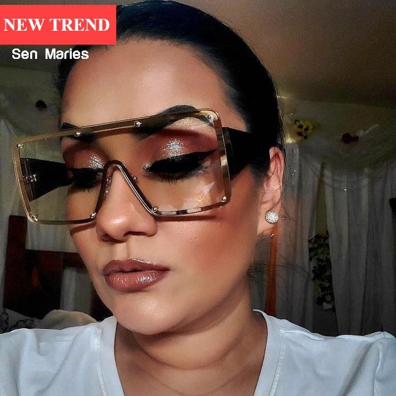 New Square Sunglasses For Women Fashion Oversized Metal Frame Vintage Glasses Retro Gradient Colors Glass With UV400 Protection -STS9NC170157CFR- Melted Glam LLC