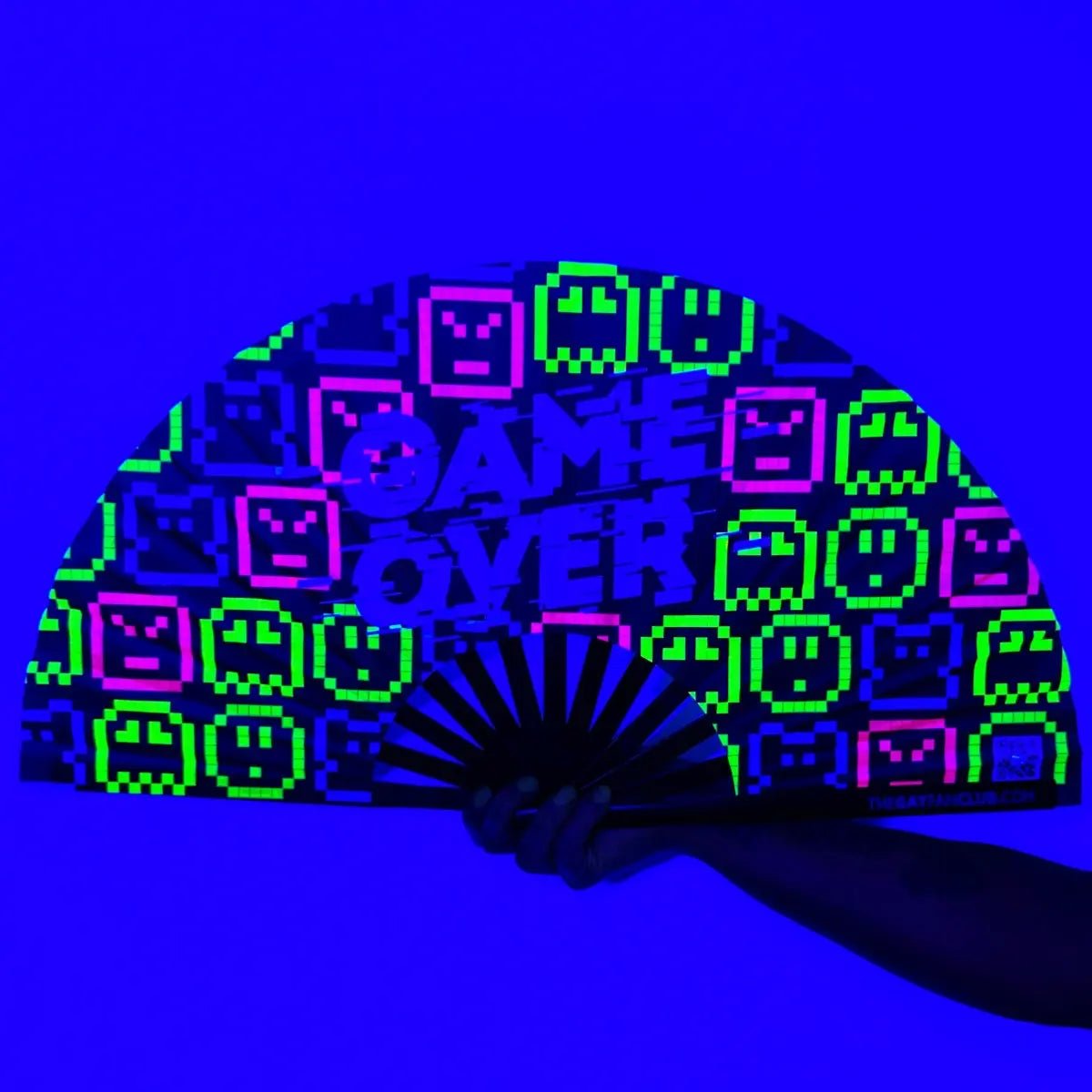 Game Over Fan (UV) -Hand Fan- Melted Glam LLC