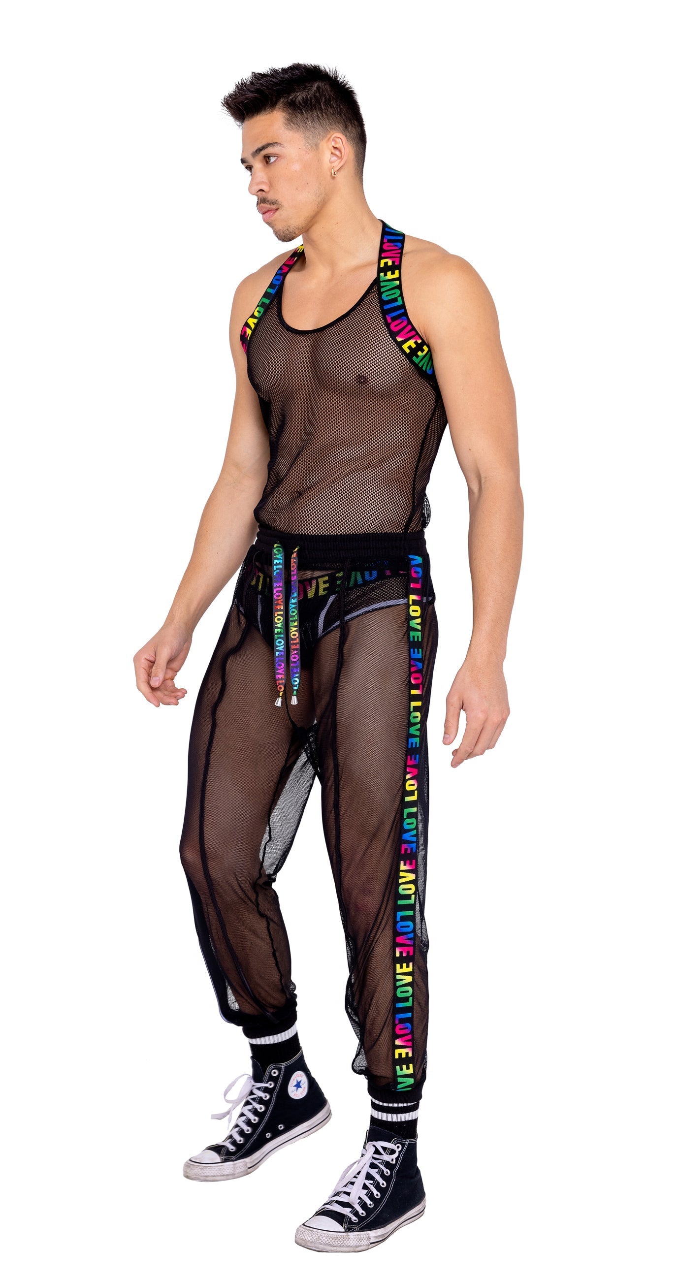 Mens Pride Fishnet Joggers -Pants- Melted Glam LLC