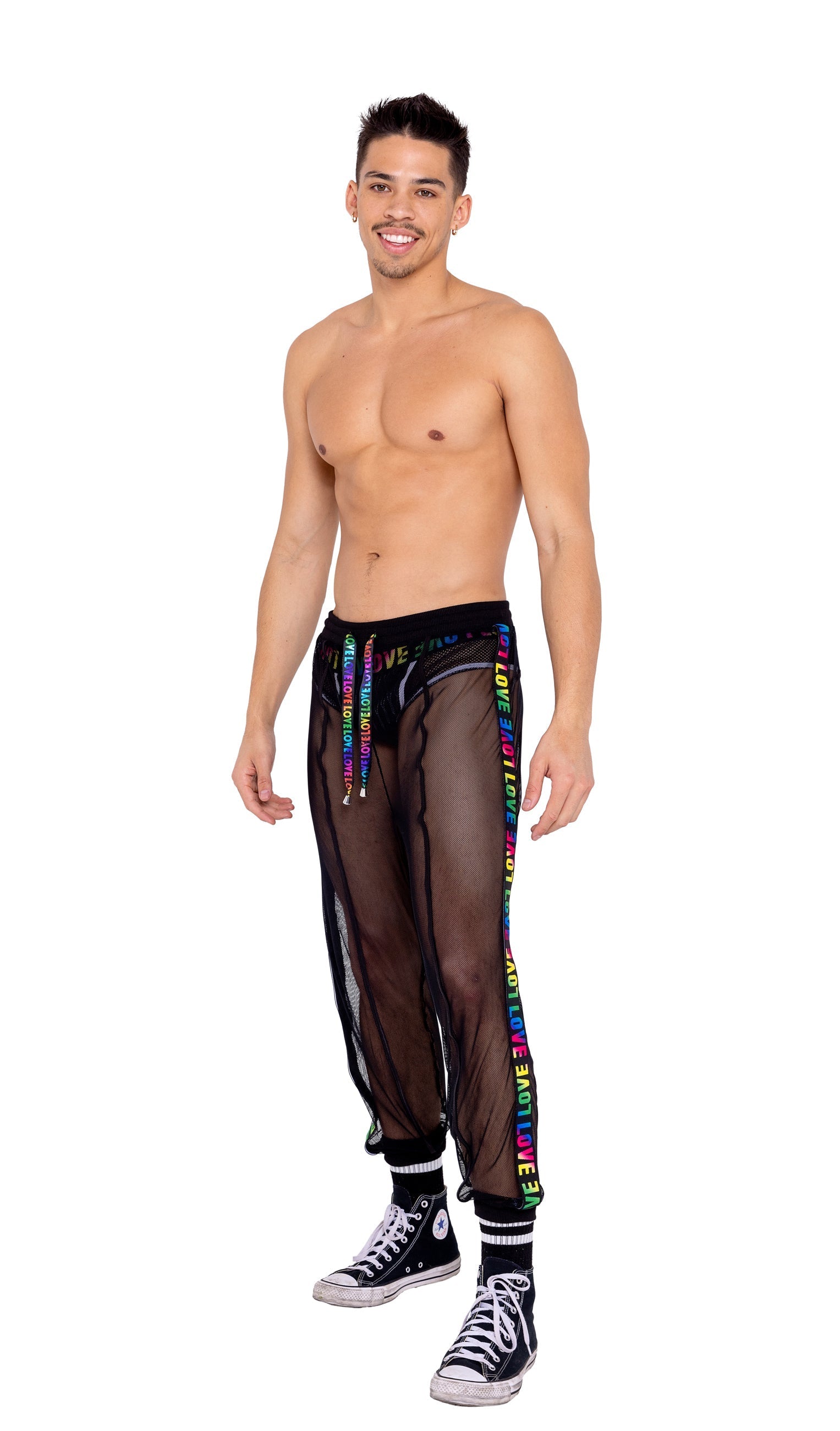 Mens Pride Fishnet Joggers -Pants- Melted Glam LLC