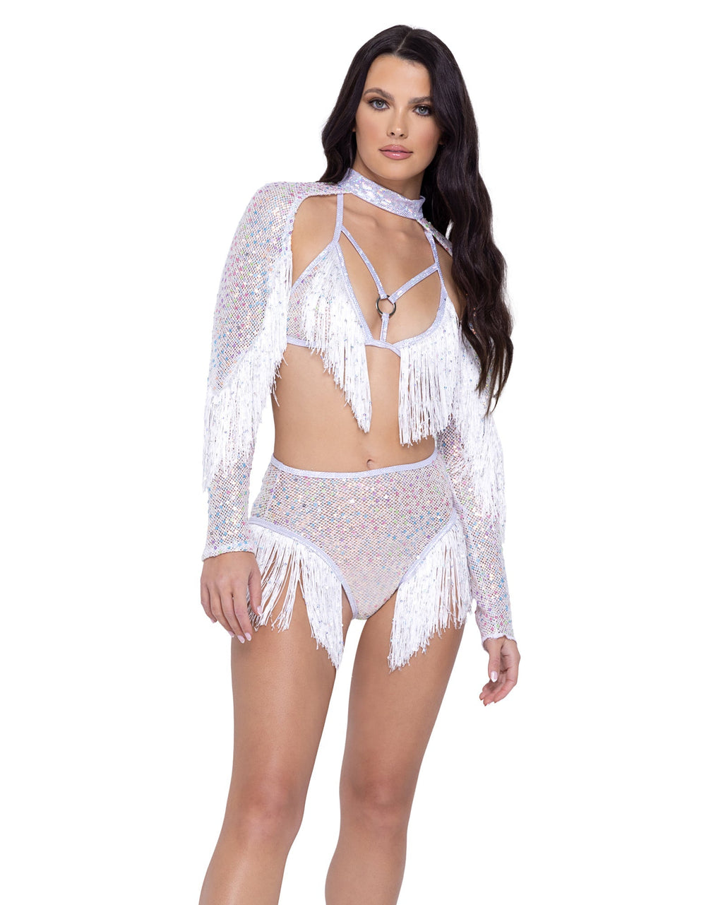 Sequin Fishnet Triangle Tie Top - Melted Glam LLC