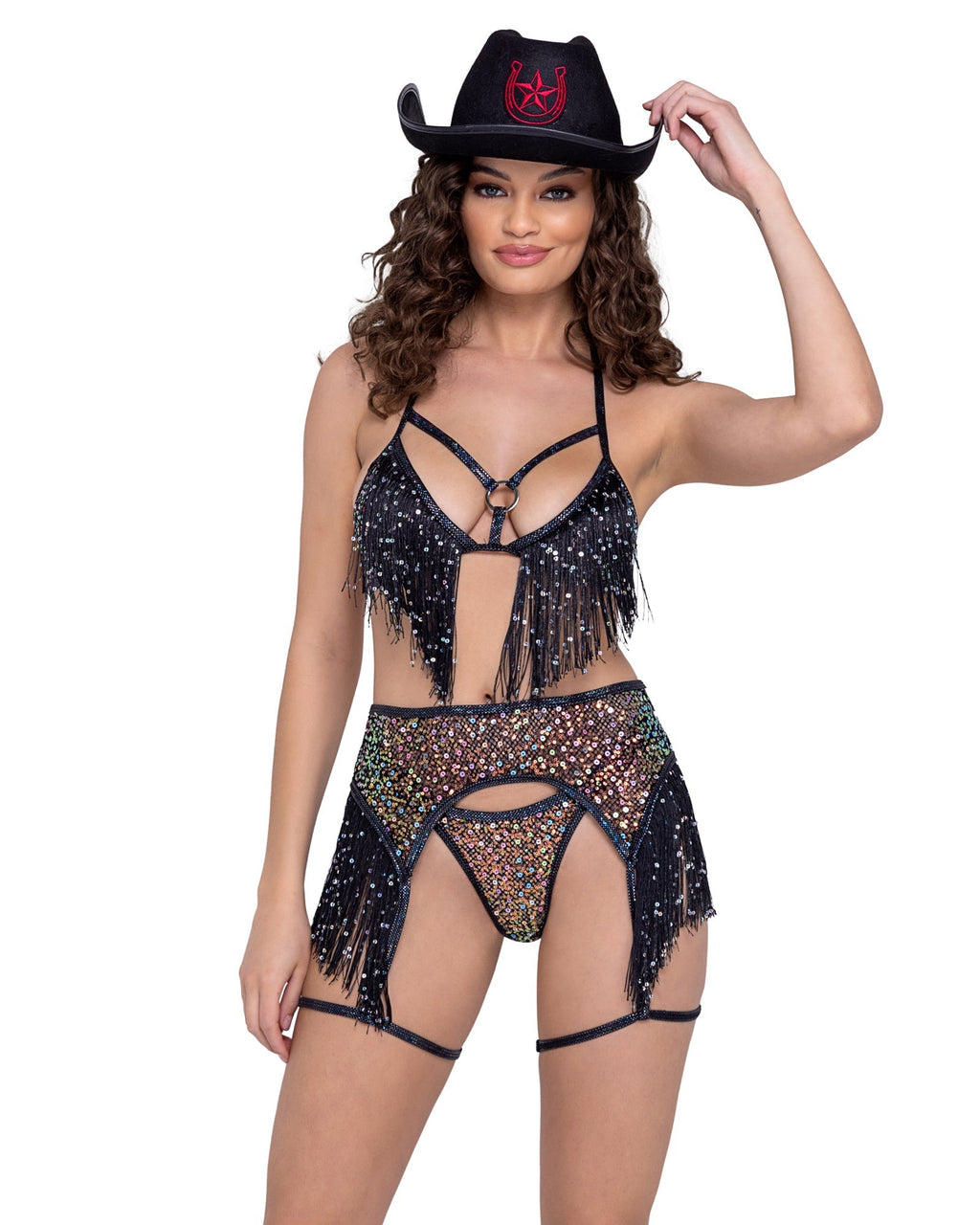 Sequin Fishnet Triangle Tie Top - Melted Glam LLC