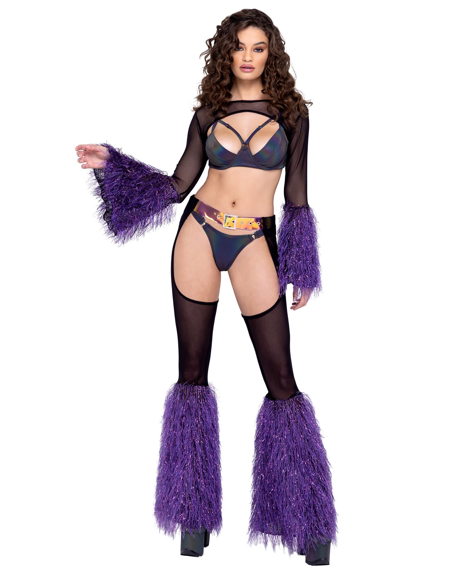 Sheer Shrug with Faux Fur Bell Sleeve - Melted Glam LLC