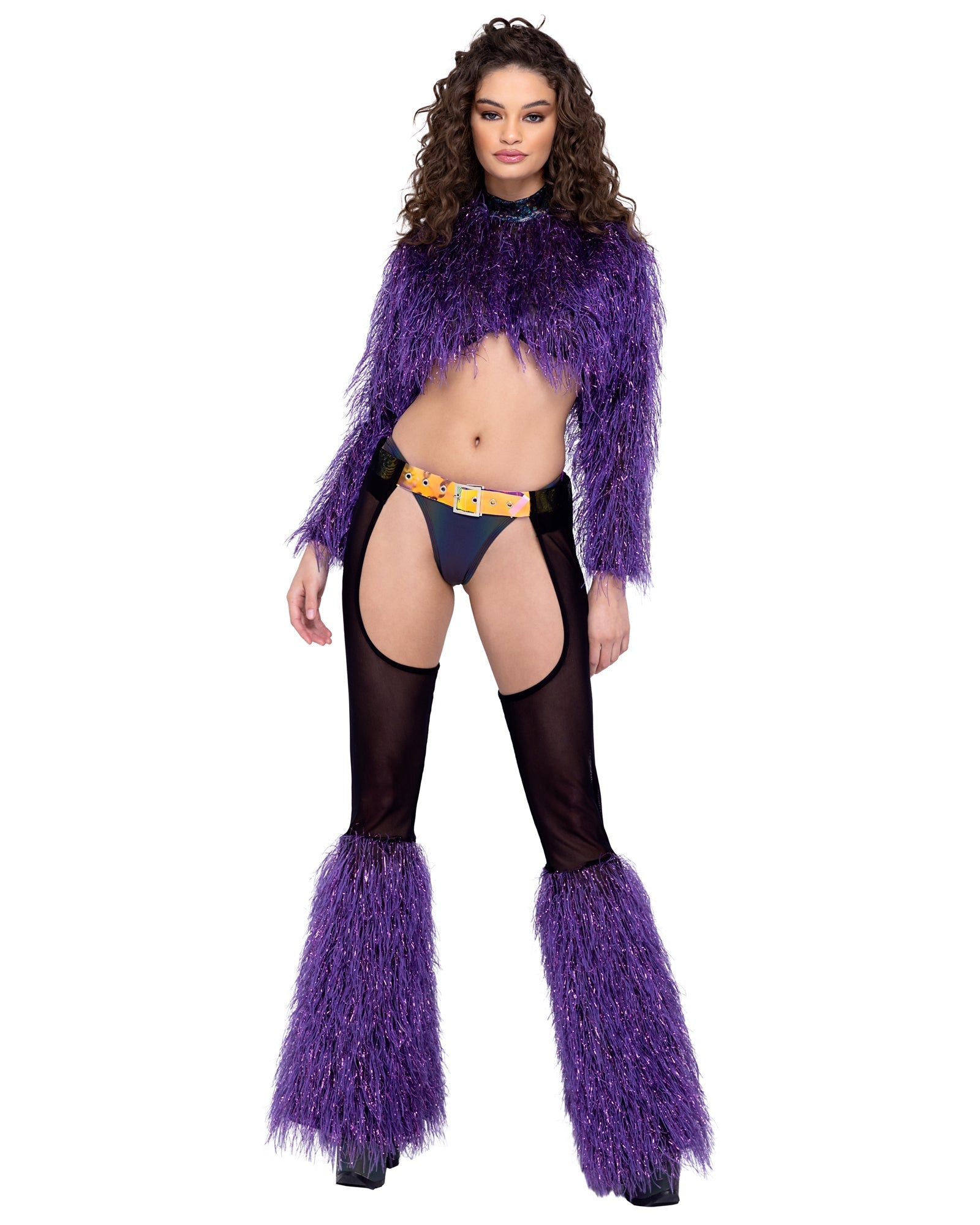 Long Sleeved Faux Fur Cropped Top - Melted Glam LLC