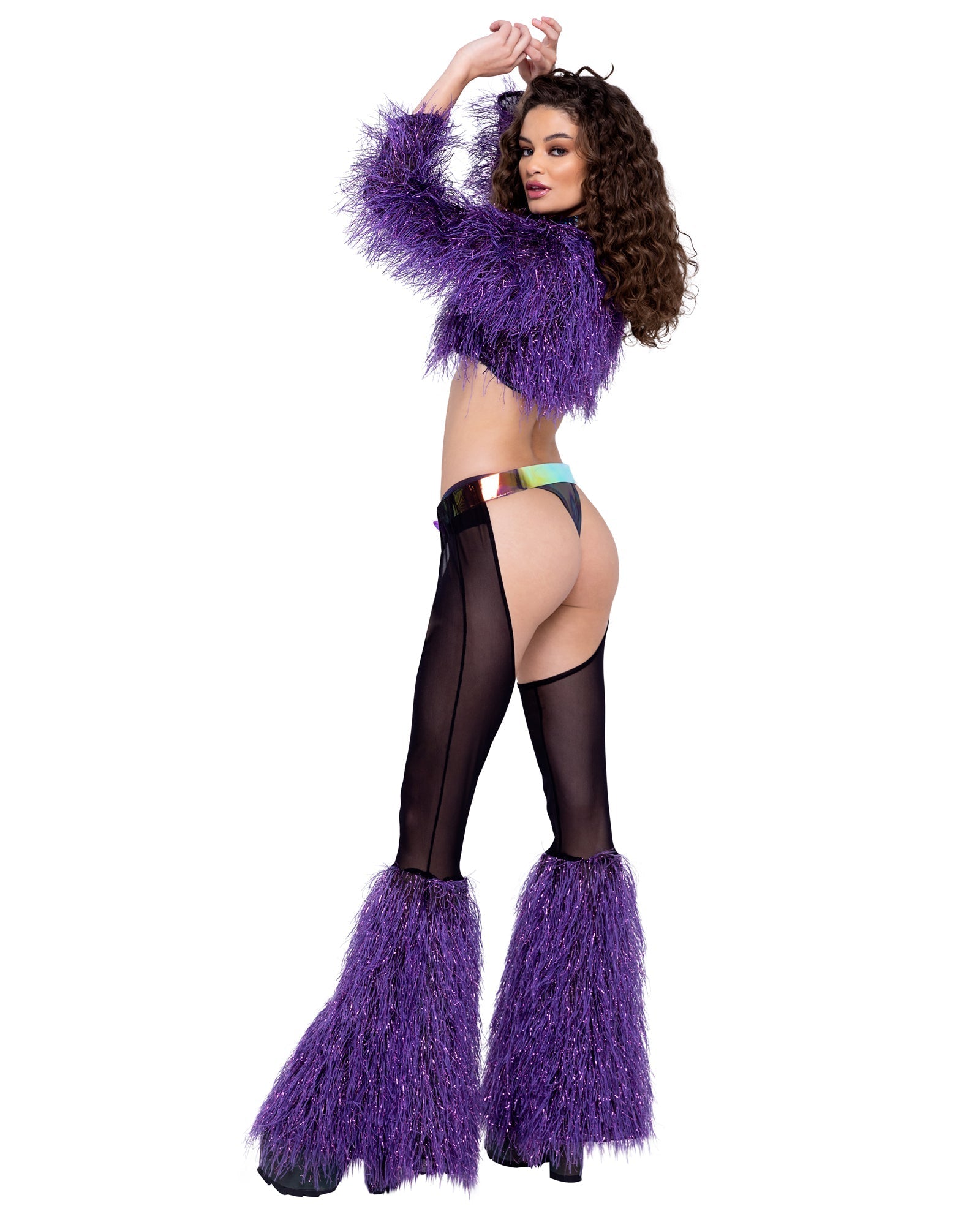 Sheer Chaps with Faux Fur Bell & Belt - Melted Glam LLC