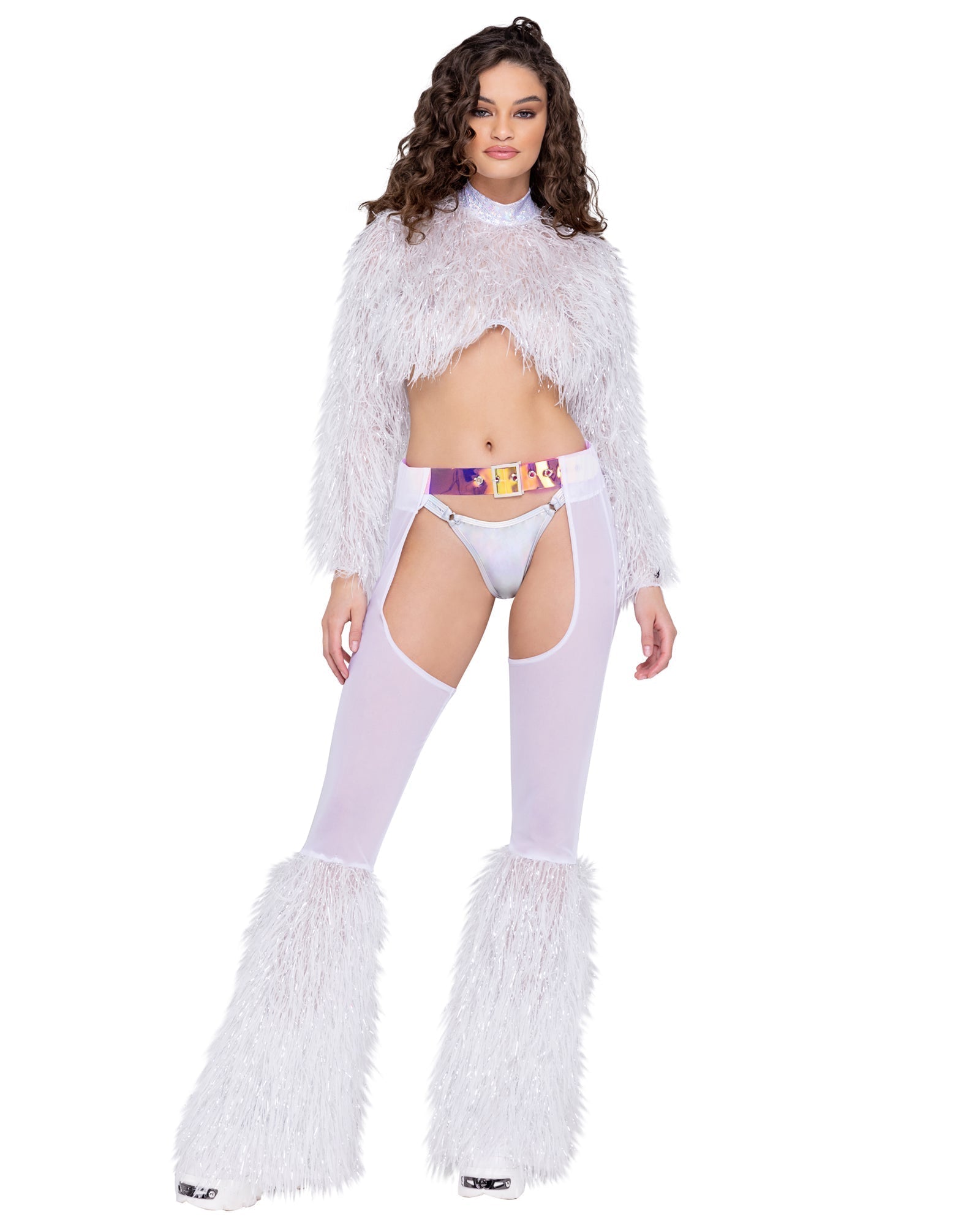 Long Sleeved Faux Fur Cropped Top - Melted Glam LLC