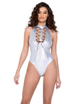Ring Hologram Lace-Up Romper - Melted Glam LLC