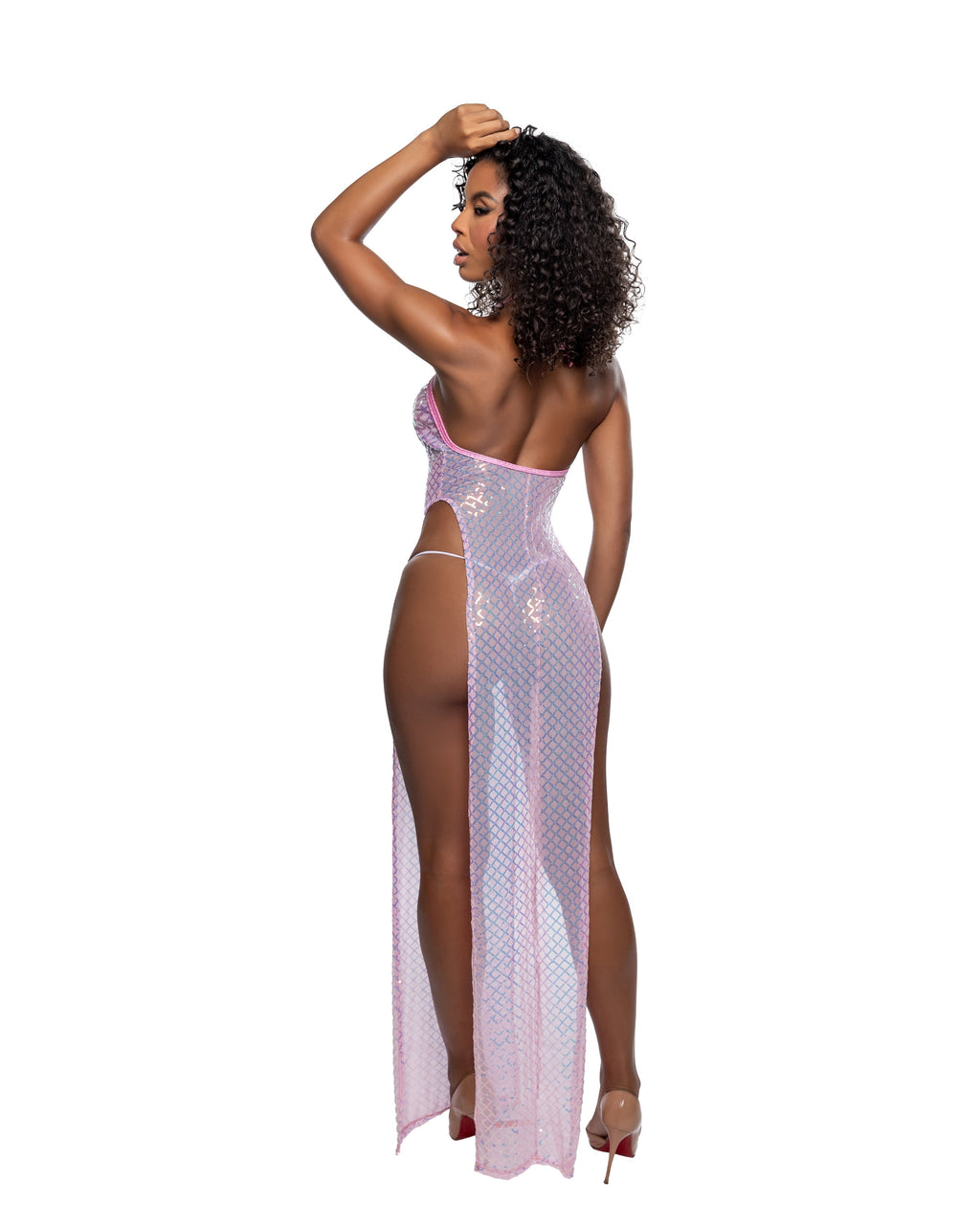 Diamond Sequin Mesh Slit Gown Festival Cover Up - Melted Glam LLC