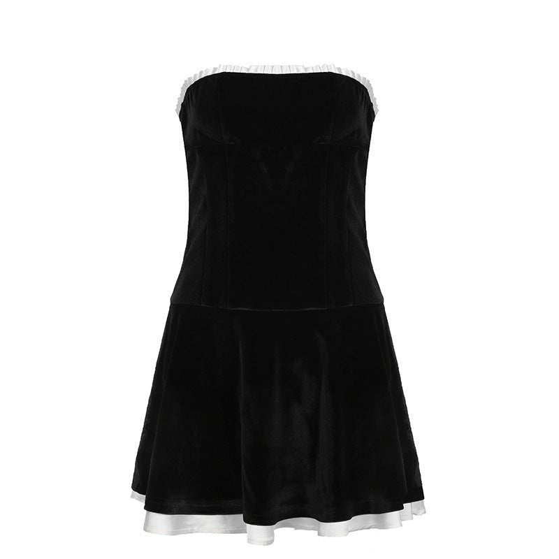 European And American Hot Girl Sexy Lace Pleated Lace-up Sleeveless Short Vest Dress -Dress- Melted Glam LLC