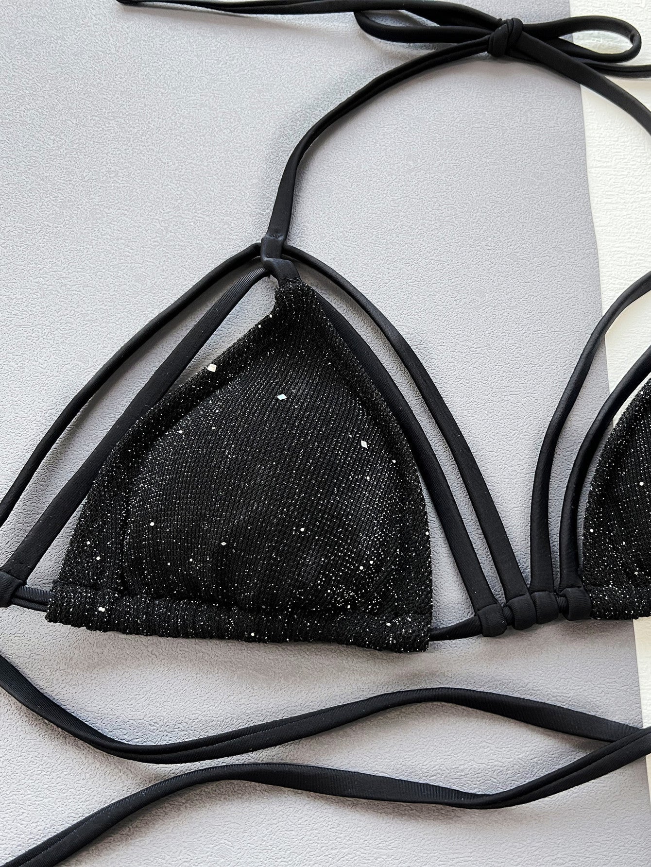 Glitter Halter Neck Strappy Two-Piece Bikini Set -Bikini Set- Melted Glam LLC