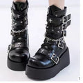 Women's Chunky Round-Toe Dr Martens Style Platform Boots | Side Zipper Wedge Heel -Women's Shoes- Melted Glam LLC
