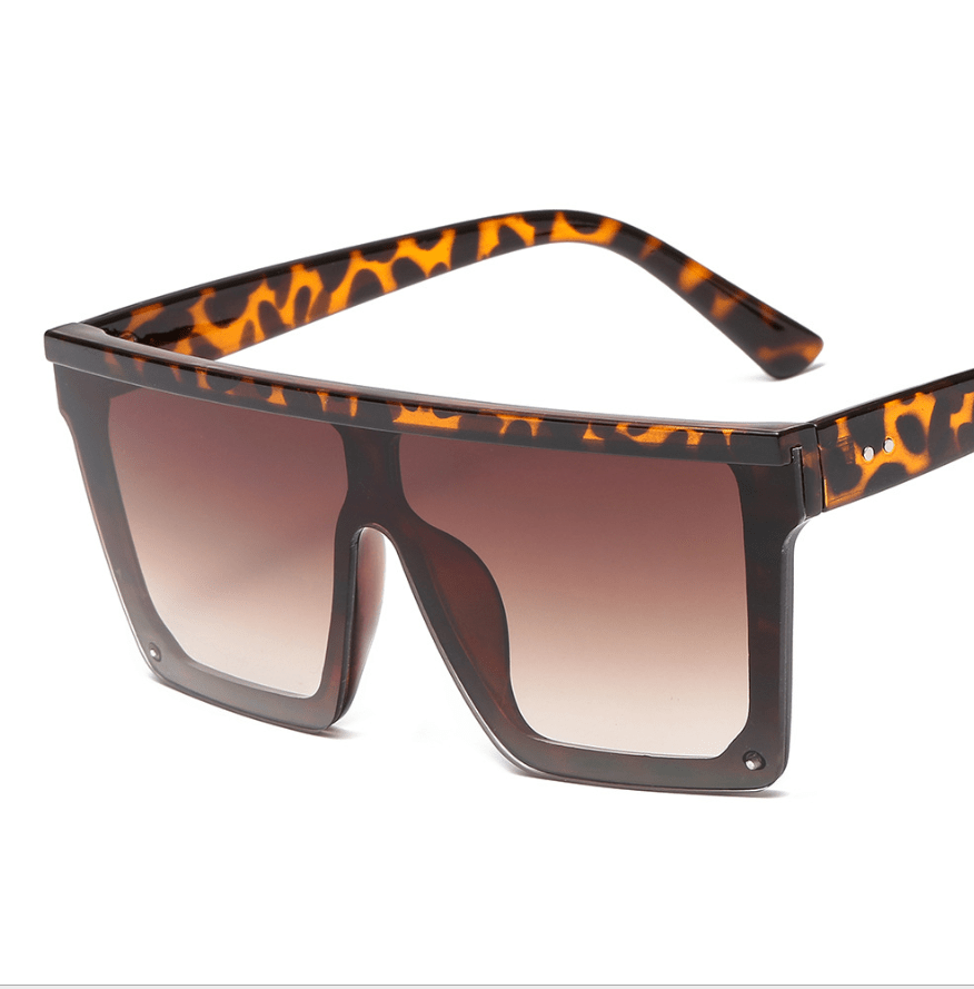 Vintage Women Black Sunglasses Oversized Square Classic Shaped Trendy Sunglasses Luxury Leopard Big Frame Style Sun Glasses For Female Fashion UV Protection Flat Lens Shades -sunglasses- Melted Glam LLC