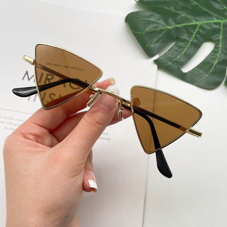 Cat Eye Sunglasses Rimless Cateye Sunglasses Retro Vintage Narrow Triangle Glasses for Women MenModern Retro Triangle Elegant Sunglasses For Women New Luxury Style Glasses For Women/Men New Retro Style Eyeglasses For Women -sunglasses- Melted Glam LLC